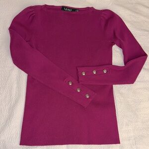Lauren Ralph Lauren ribbed cotton sweater magenta sz SP